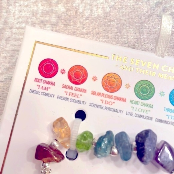 Brand New Genuine Gemstone & Sterling Silver Seven Chakras Stretch Bracelet - Picture 6 of 10
